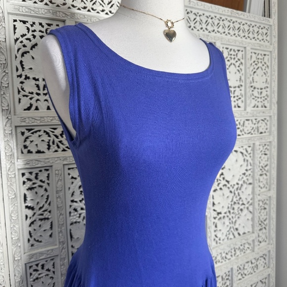 Vintage Deadstock NWT Indygo Purple Ribbed Drop Waist Open Back Sleeveless Dress - Picture 3 of 8